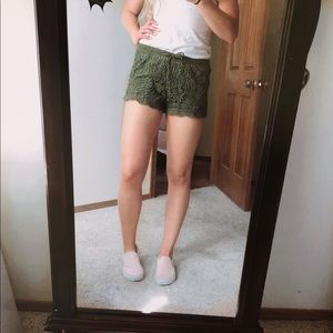 Dark Green Knit Dolphin Shorts